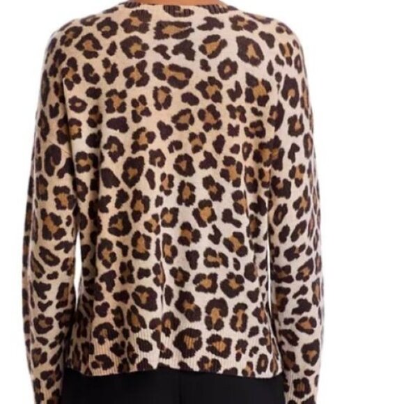 C by Bloomingdale's Cashmere Leopard Crewneck Sweater Size M  Long Sleeve  NWT - Picture 3 of 6